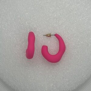 Hot Pink Acrylic Hoop Earrings - Chunky Statement Jewelry